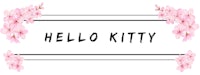 hello kitty with pink flowers on a white background