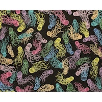 a colorful jellyfish pattern on a black background