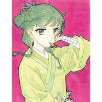 a drawing of an anime girl with green hair