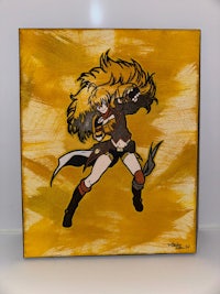 a painting of an anime girl with long hair