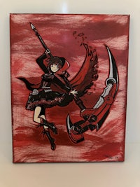 a painting of a girl holding a scythe