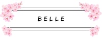 the word belle with pink flowers on a white background